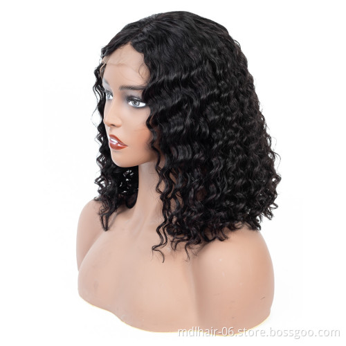 Wholesale Bob Deep Wave Pre-Plucked Brazilian Short Bob Wigs Remy Deep Wave Human Hair Wigs 4x4 Lace Closure Wig